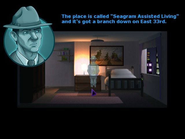 The Blackwell Deception (Windows) screenshot: Joey is snooping around the bedroom