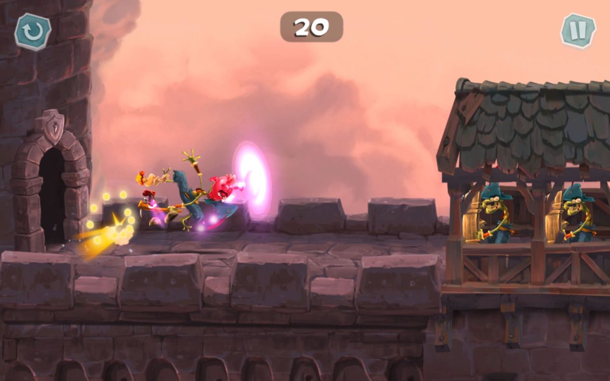 Rayman Adventures (Android) screenshot: The protector provides a shield.
