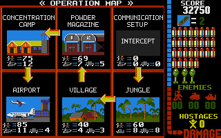 Operation Wolf (DOS) screenshot: Operation map (MCGA/VGA)