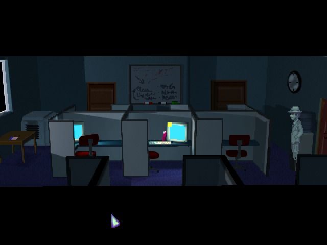 The Blackwell Deception (Windows) screenshot: Checking the cubicles at The City Post