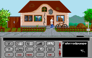 Das Erbe (DOS) screenshot: This house is yours now. Great, isn't it?