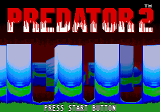 Predator 2 (Genesis) screenshot: Title screen with rotating shapes