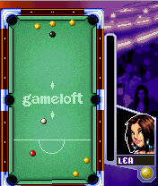 Midnight Pool (J2ME) screenshot: Only one red ball left, Lea's in trouble.