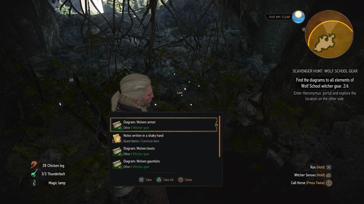 The Witcher 3: Wild Hunt - New Quest: "Scavenger Hunt: Wolf School Gear" (PlayStation 4) screenshot: Found a lot of diagrams for the basic Wolf School gear set