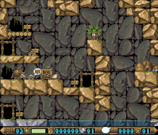 Ugh! (Amiga) screenshot: Level 39 - Triopterus is angry