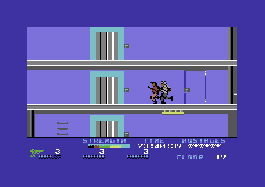 Persian Gulf Inferno (Commodore 64) screenshot: I'm using the elevator.