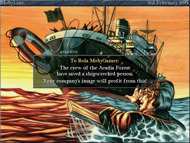 Ocean Trader (DOS) screenshot: Welcome aboard, Mr Robinson!