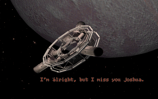 Alien Virus (DOS) screenshot: At the Space Station - low-res intro cut-scene.