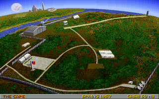 Buzz Aldrin's Race into Space (DOS) screenshot: Overview of the Cape in the United States