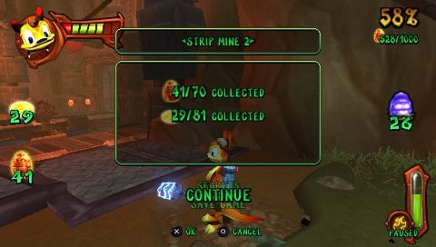 Daxter (PSP) screenshot: In game pause screen