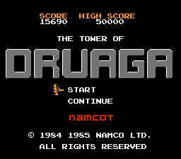 The Tower of Druaga (NES) screenshot: Title Screen