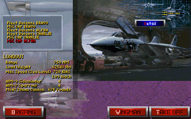 Fleet Defender (DOS) screenshot: Arming screen.