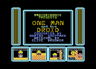 One Man and His Droid (Atari 8-bit) screenshot: Intro and Title screen