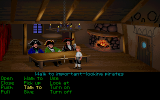 The Secret of Monkey Island (DOS) screenshot: Important-looking pirates