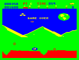 Lunar Rover Patrol (Dragon 32/64) screenshot: Game over