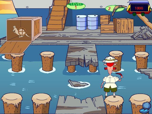 The Wild Thornberrys: Rambler (Windows) screenshot: Nigel's Boomerang Tango<br>End of the level, the baby animal has been released.