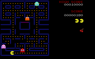 Pac PC (DOS) screenshot: A game in progress