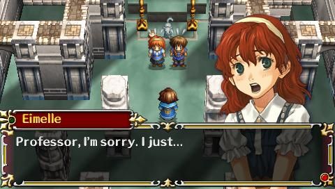 The Legend of Heroes: A Tear of Vermillion (PSP) screenshot: Eimelle - Avin's younger sister at the Cathedral