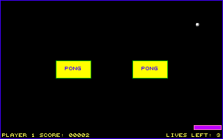 Pong (DOS) screenshot: A single player game in progress