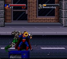 The Death and Return of Superman (SNES) screenshot: Superman vs Doomsday