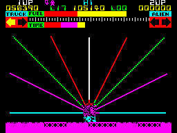 Lunar Jetman (ZX Spectrum) screenshot: The exit/entry of the portal.