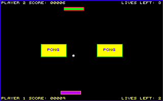 Pong (DOS) screenshot: A two player game in progress