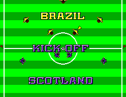 World Championship Soccer (SEGA Master System) screenshot: Second half kick off.