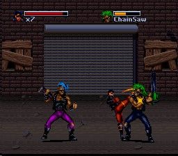 The Death and Return of Superman (SNES) screenshot: Superboy fights the Sex Pistols
