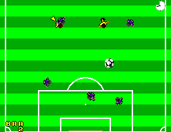 World Championship Soccer (SEGA Master System) screenshot: A high kick.