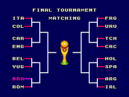 World Championship Soccer (SEGA Master System) screenshot: The tournament matching.
