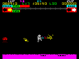 Lunar Jetman (ZX Spectrum) screenshot: Bye bye missile.