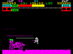 Lunar Jetman (ZX Spectrum) screenshot: The rover was hit...