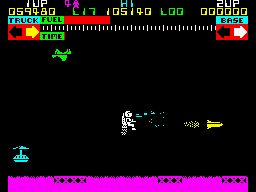 Lunar Jetman (ZX Spectrum) screenshot: Pursuing a launched missile.