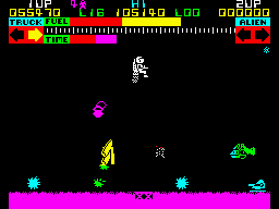 Lunar Jetman (ZX Spectrum) screenshot: Finally a base is destroyed.