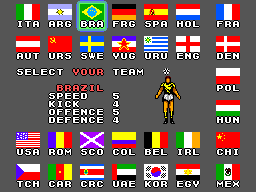 World Championship Soccer (SEGA Master System) screenshot: Select your team.