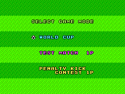 World Championship Soccer (SEGA Master System) screenshot: Main menu.