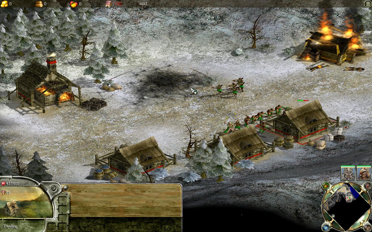 No Man's Land (Windows) screenshot: Attacking the enemy town on a winter terrain