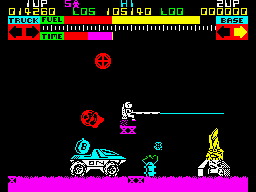 Lunar Jetman (ZX Spectrum) screenshot: Ops. Picking the wrong weaponry.