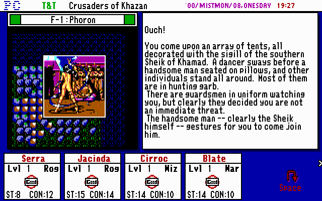 Tunnels & Trolls: Crusaders of Khazan (DOS) screenshot: Story events appear randomly