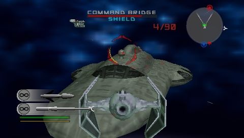 Star Wars: Battlefront II (PSP) screenshot: Fly with a TIE Interceptor.