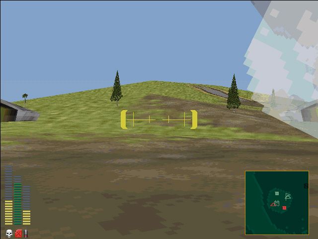Return Fire 2 (Windows) screenshot: First person view from a small tank.