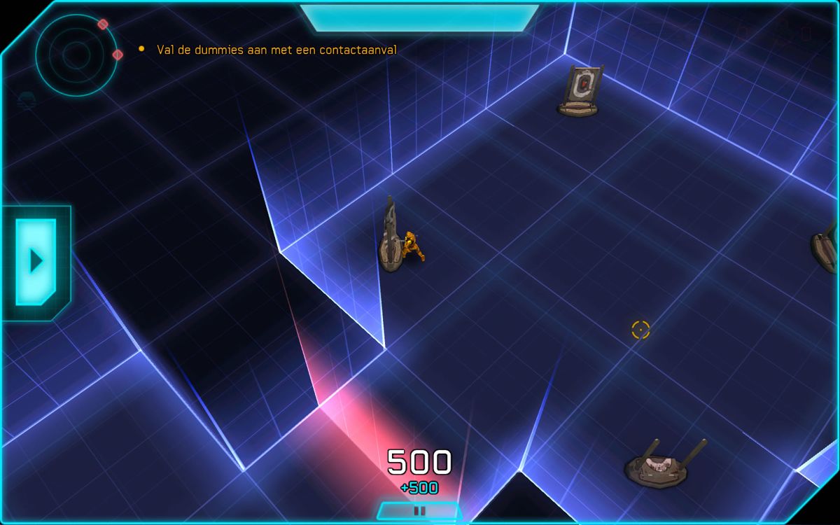 Halo: Spartan Assault (Windows) screenshot: Practice the controls in one of the training missions (Dutch version).