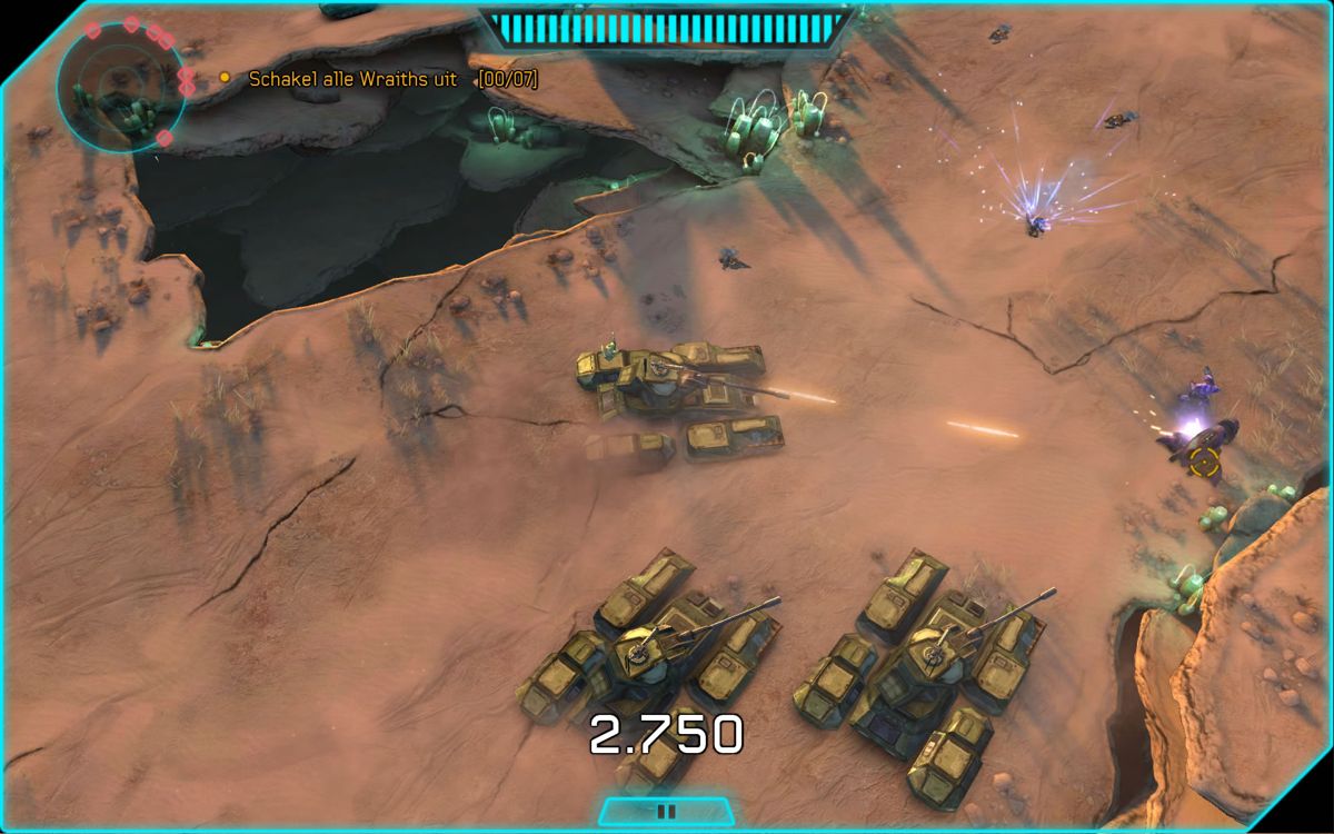 Halo: Spartan Assault (Windows) screenshot: Controlling a powerful tank (Dutch version).