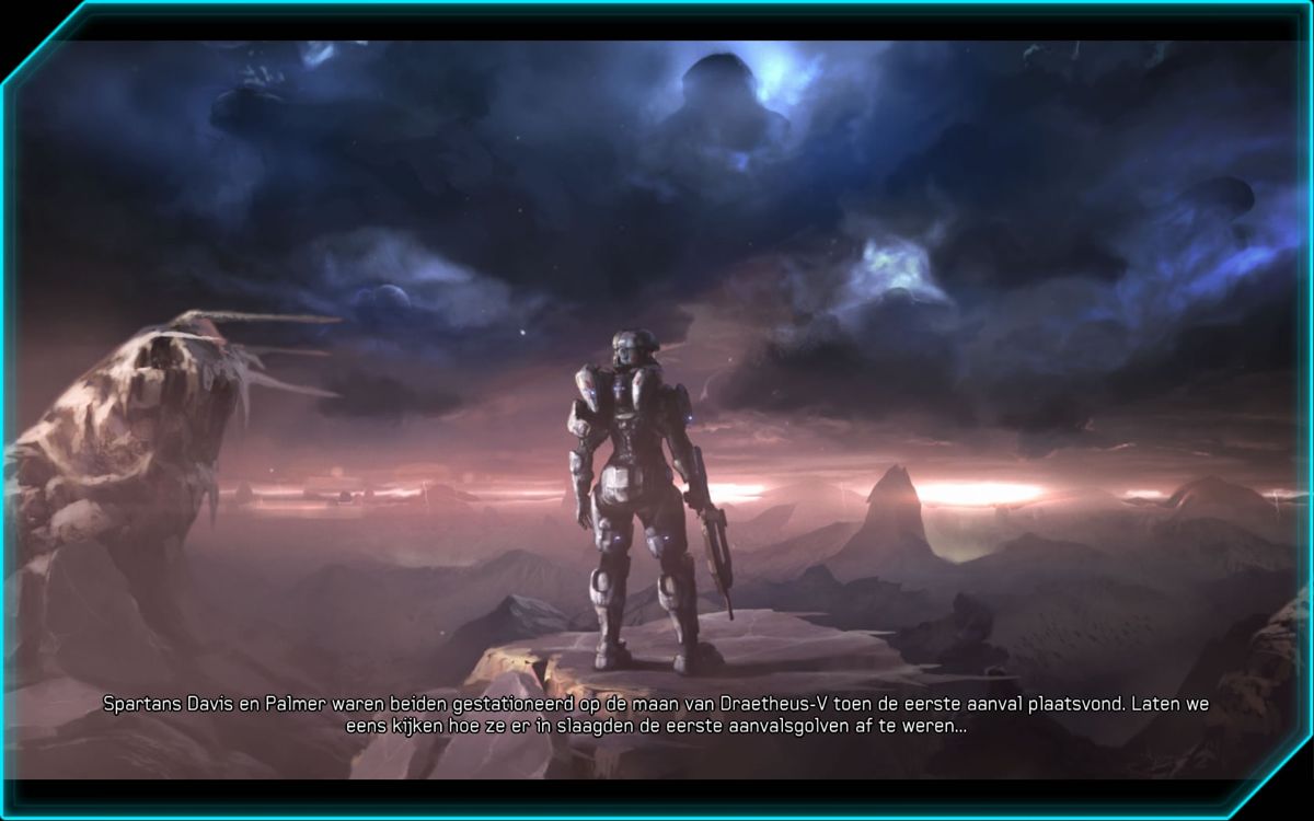 Halo: Spartan Assault (Windows) screenshot: One of the early cut-scene sequences (Dutch version)
