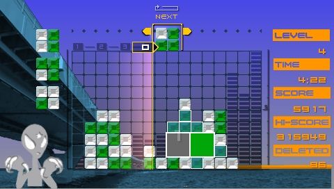 Lumines: Puzzle Fusion (PSP) screenshot: "Urbanization" Skin