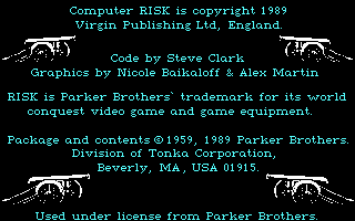 The Computer Edition of Risk: The World Conquest Game (DOS) screenshot: Credits Loading Screen