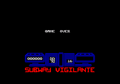 Subway Vigilante (Amstrad CPC) screenshot: I lost all my lives. Game over.