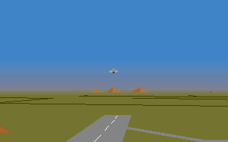 MiG-29 Fulcrum (DOS) screenshot: Takeoff from an airfield in Tbilisi...
