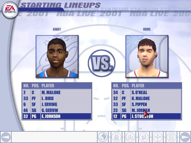 NBA Live 2001 (Windows) screenshot: You can play with and against the best players of all-time