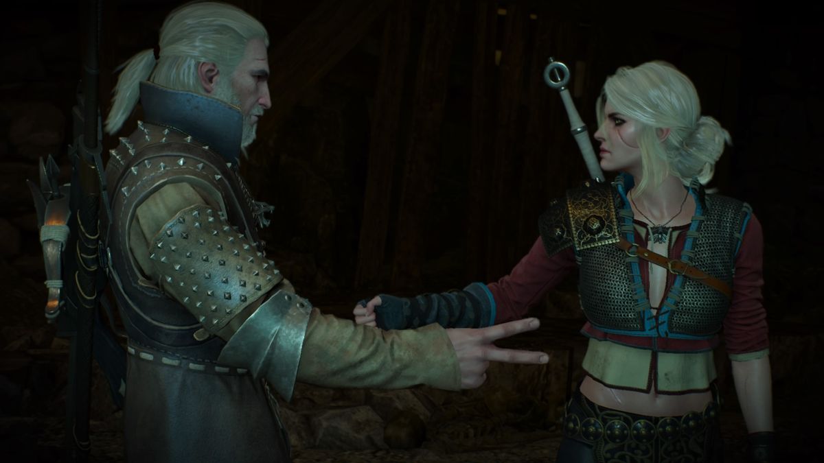 The Witcher 3: Wild Hunt - Alternative Look for Ciri (PlayStation 4) screenshot: Playing rock-paper-scissors to see who will fight the general and who will face the crones